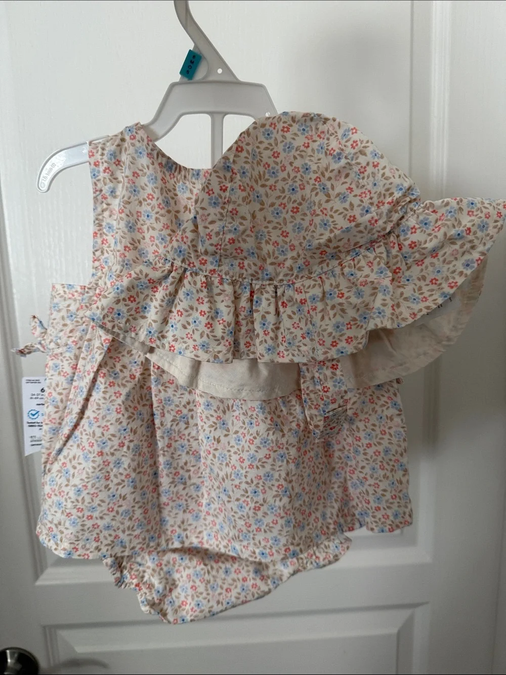 Carter's Cream Baby Dress with Pink & Blue Floral Print